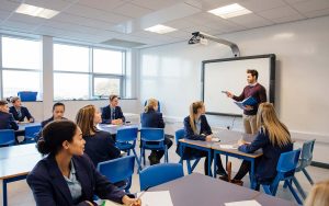 Trainee teacher participating in a classroom training session